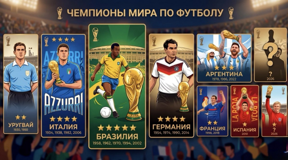 Все чемпионы мира по футболу. Интересные факты (обновлено)
